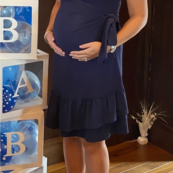 A Pea in the Pod Maternity dress size small in navy blue color. - Picture 2 of 16